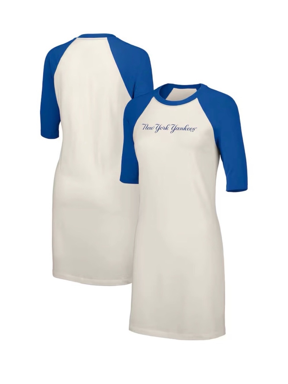 Lusso New York Yankees Women's Raglan Half-Sleeve Tri-Blend T-Shirt Dress Sz XL